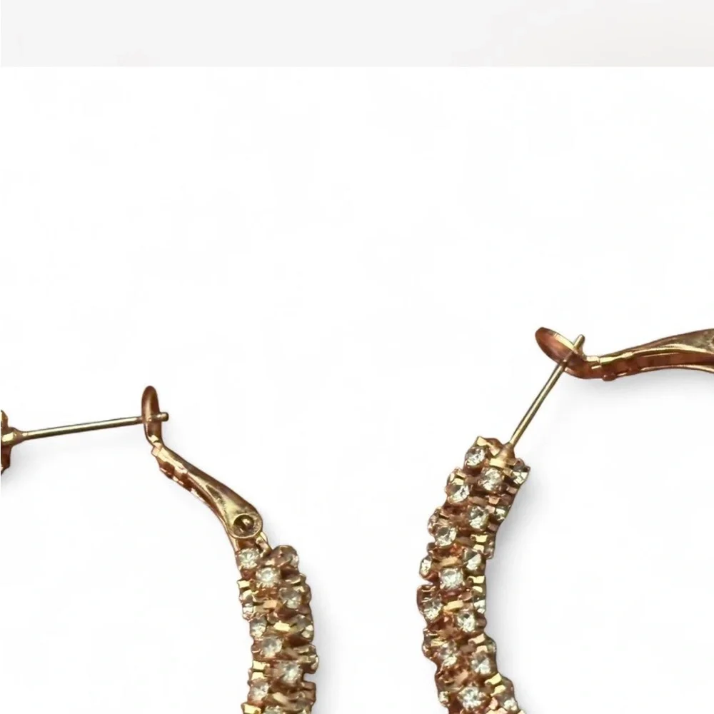Amrita Singh Elegant Gold Tone Magdalena Austrian Crystal Hoop Earrings - Picture 3 of 3